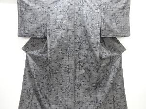 竹笹模様織出し手織り紬着物